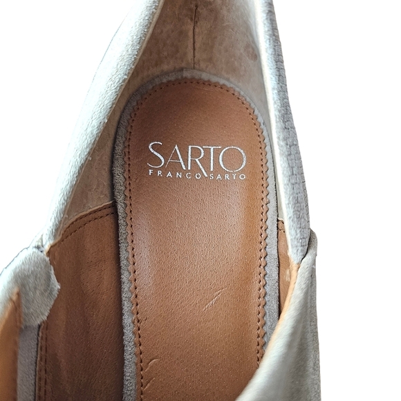 Anthropologie/Franco Sarto Ellison Taupe Suede Open Toe Block Heels Size 10M - Picture 11 of 13